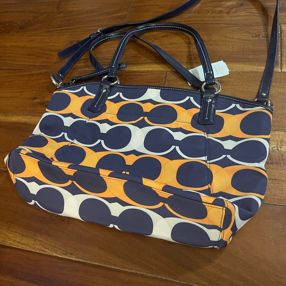 Coach purse - navy, gold, cream